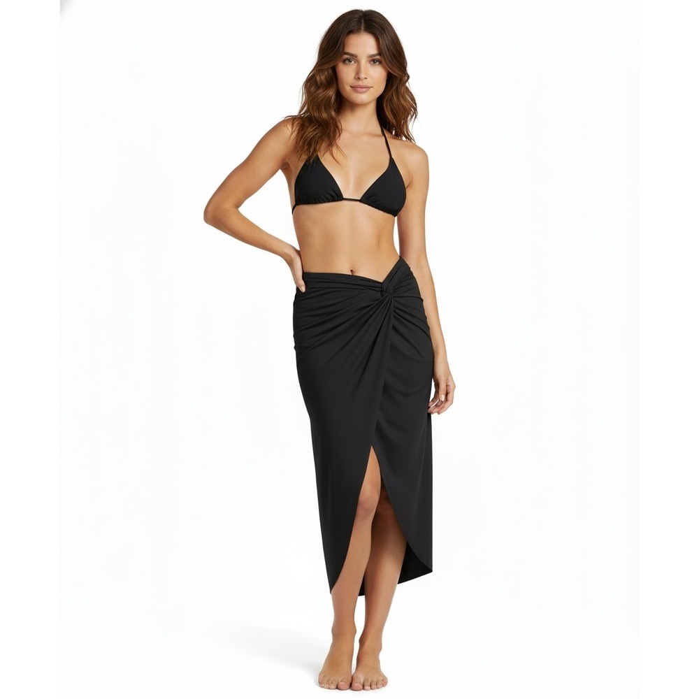 New SKIMS SIGNATURE SWIM SARONG SKIRT ONYX S Small NWT Black Cover Up